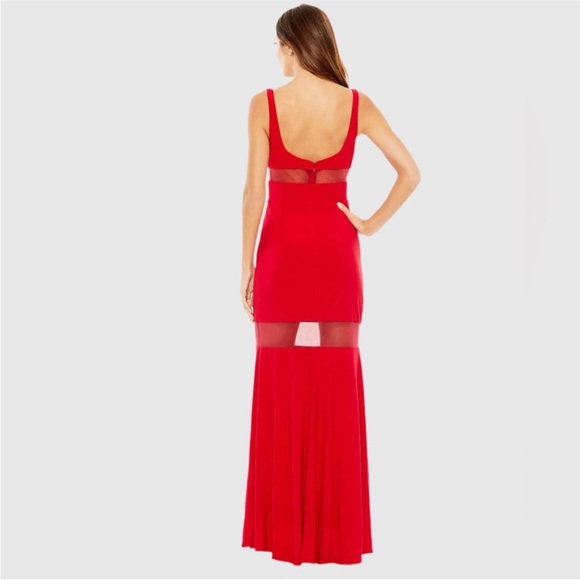 NWT Ieena Mac Duggal red mesh gown 11698 - Picture 3 of 9